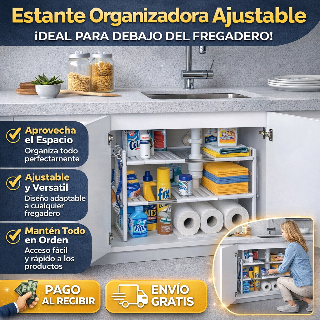Estante Organizadora Ajustable para Debajo del Fregadero
