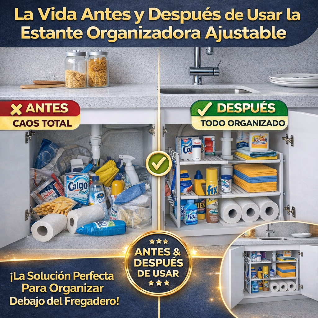 Estante Organizadora Ajustable para Debajo del Fregadero