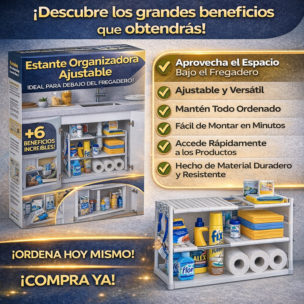 Estante Organizadora Ajustable para Debajo del Fregadero
