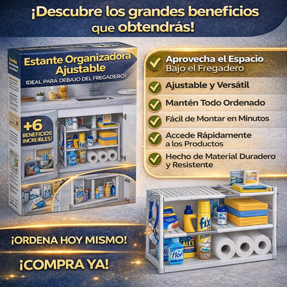 Estante Organizadora Ajustable para Debajo del Fregadero