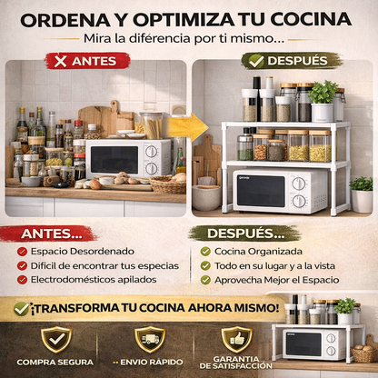 Estante Ajustable para Microondas y Cocina