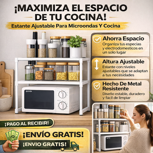 Estante Ajustable para Microondas y Cocina