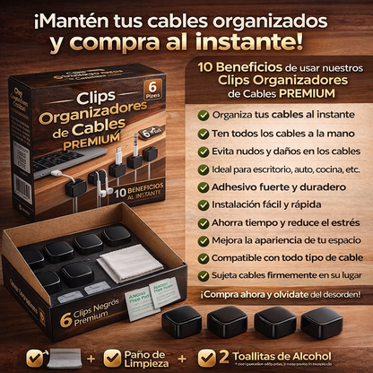 Clips Organizadores de Cables Premium (6 Piezas)