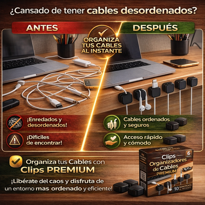 Clips Organizadores de Cables Premium (6 Piezas)