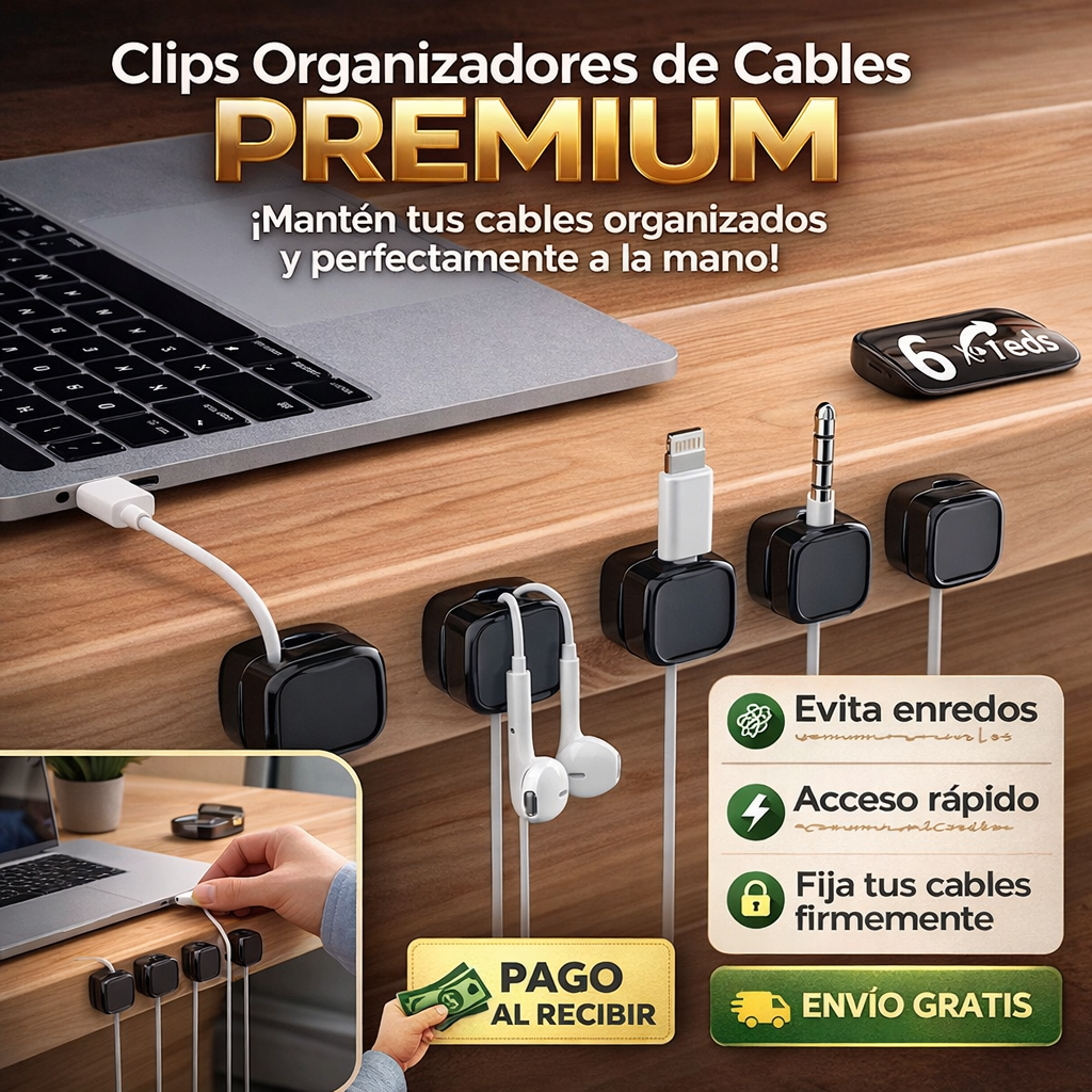 Clips Organizadores de Cables Premium (6 Piezas)
