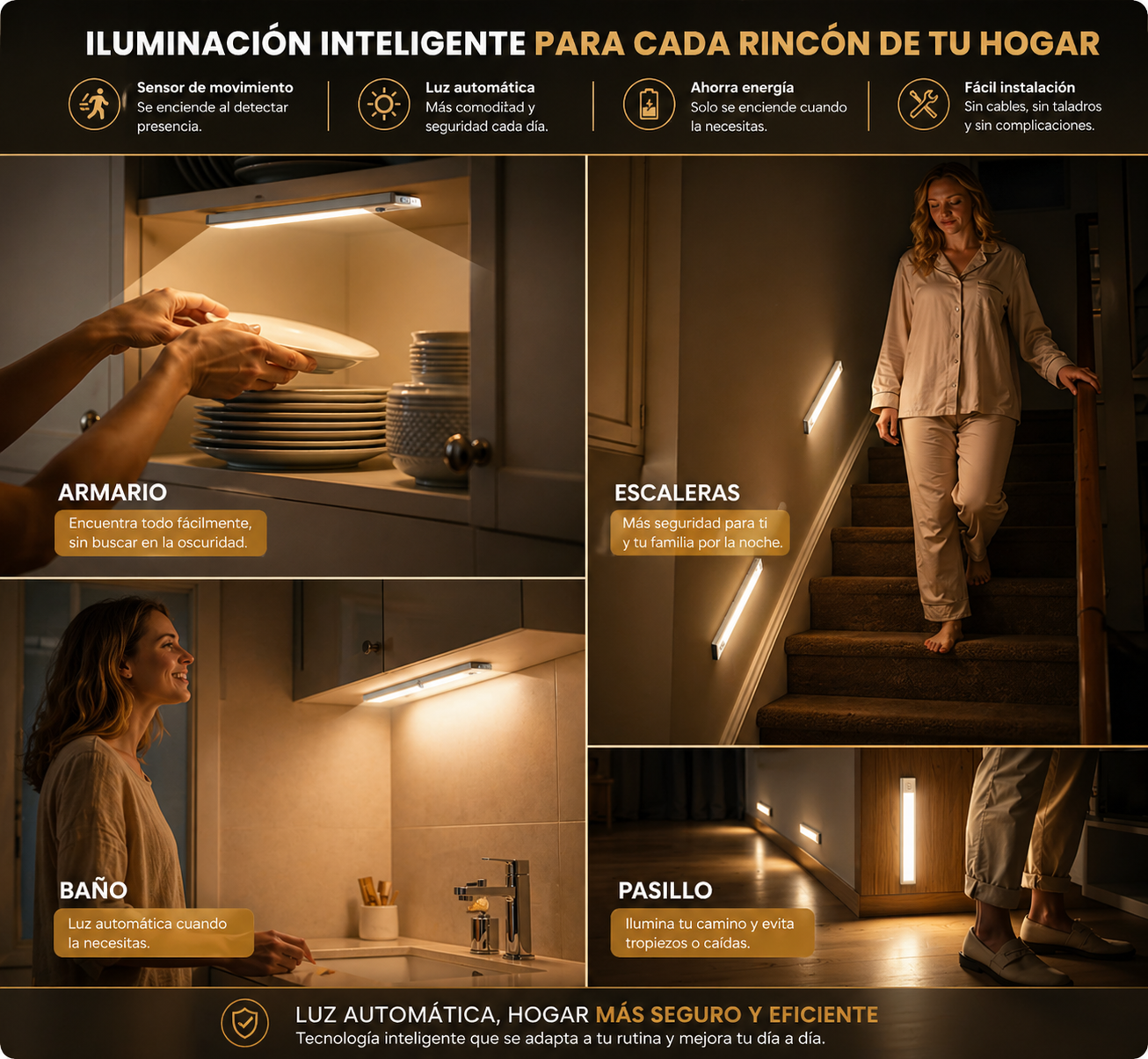 Luz LED Automática con Sensor de Movimiento – 60CM