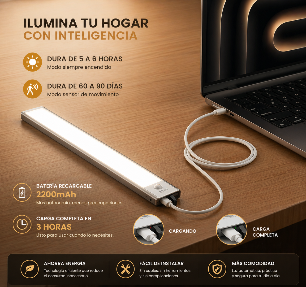 Luz LED Automática con Sensor de Movimiento – 60CM