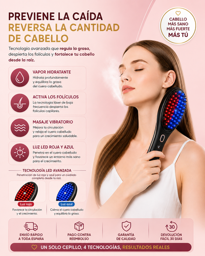 Cepillo Inteligente de Terapia Capilar 3 en 1 con Vapor